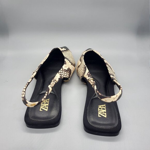 ZARA Snake Print Slingback Flats - Picture 3 of 11